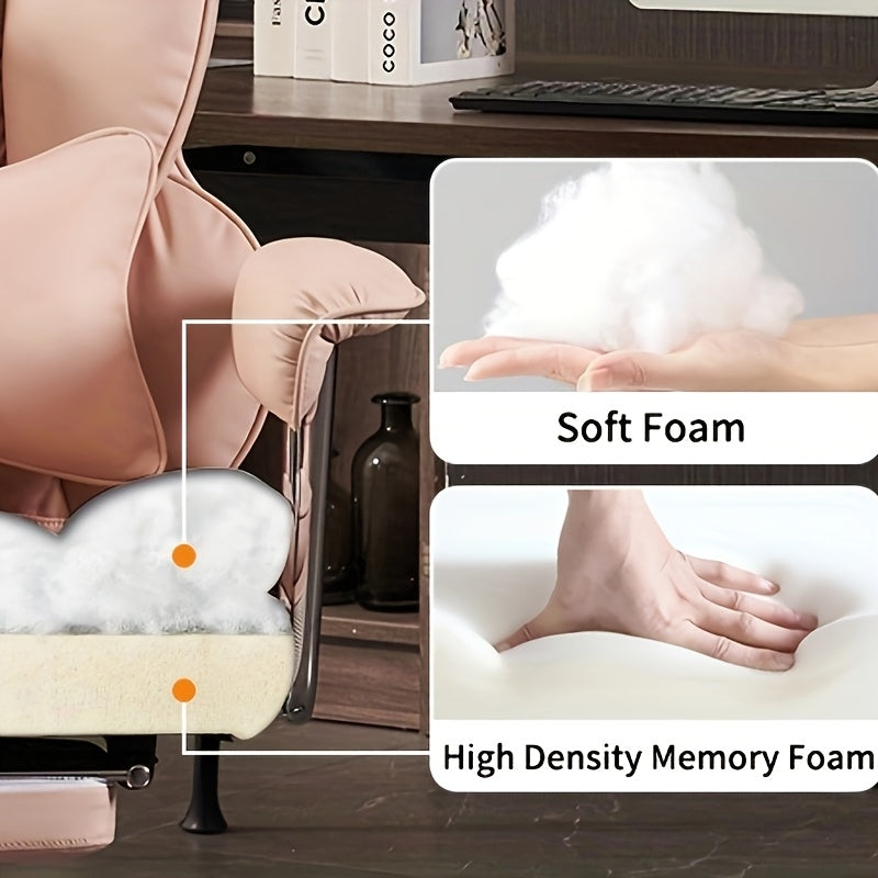 Efomao Desk Office Chair 400LBS, Big And Tall Office Chair, PU Leather Computer Chair, Executive Office Chair With Leg Rest And Lumbar Support