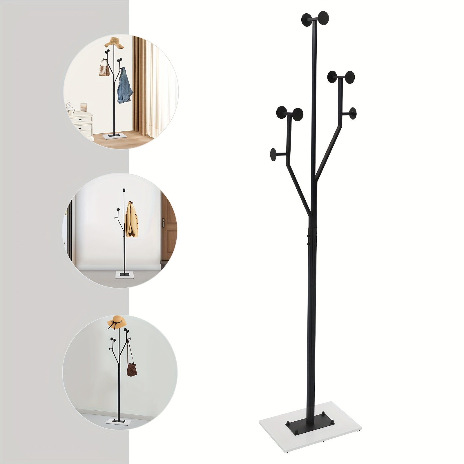 OUKANG Floor Standing Modern Metal Coat Rack With Foot Pads Retail Garment Rack Bag Coat Hat Display Stand Floor Standing Entryway Multifunctional Storage For Hanging Clothes