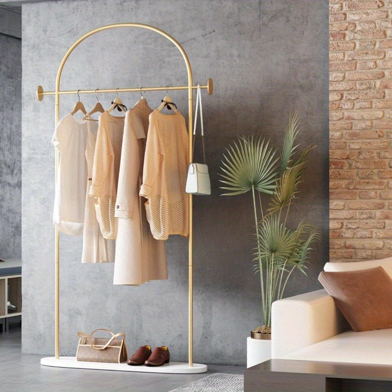 Metal Golden Coat Rack Freestanding Entryway Stand Hat Coat Hanger Small Clothing Rack Modern