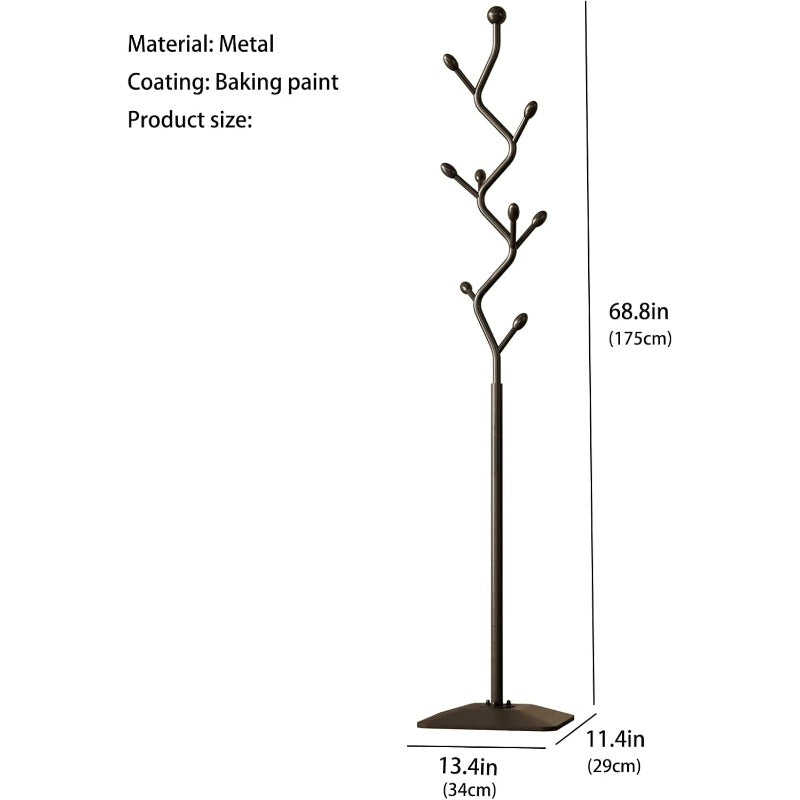 Treeshaped coat rack standMetal coat tree with 8 Hooks and sturdy cast iron base Heavy Duty coat rack freestanding coat hanger stand for Clothes Hats Scarfs Purses black