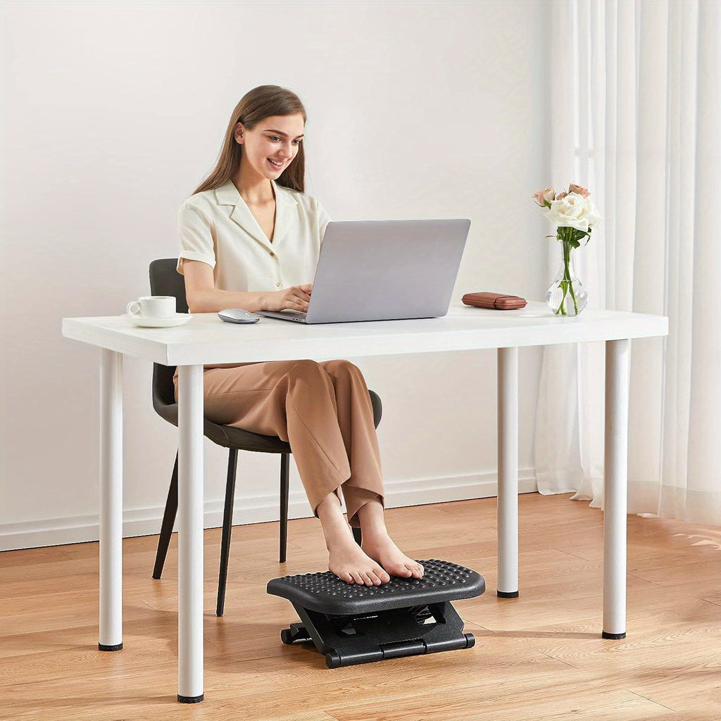 Ergonomic Footrest, Adjustable Under Desk Footrest, with 3 Height Position And 30 Degree Tilt Angle Adjustment, with Comfortable Texture Design, Use for Home And Office.