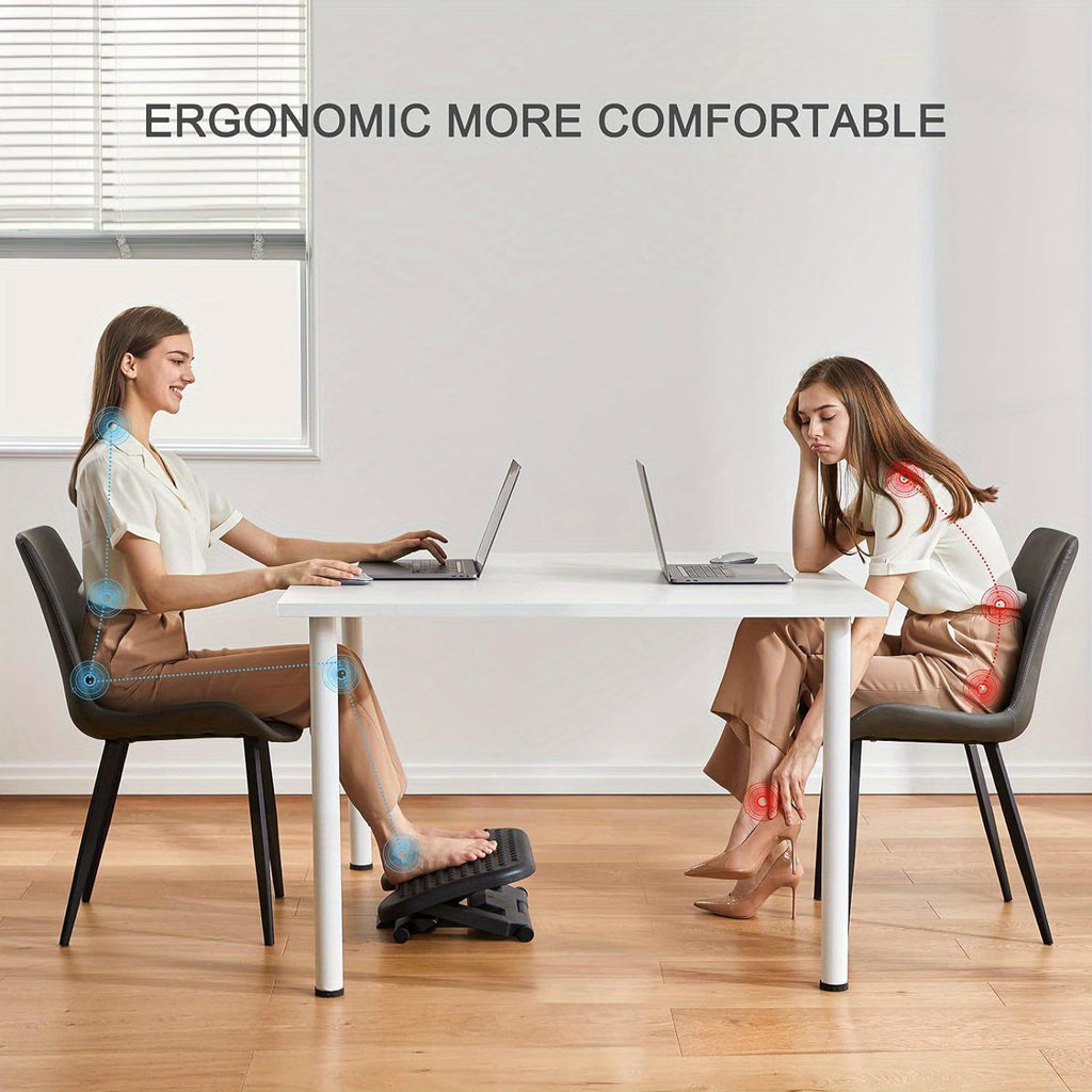 Ergonomic Footrest, Adjustable Under Desk Footrest, with 3 Height Position And 30 Degree Tilt Angle Adjustment, with Comfortable Texture Design, Use for Home And Office.
