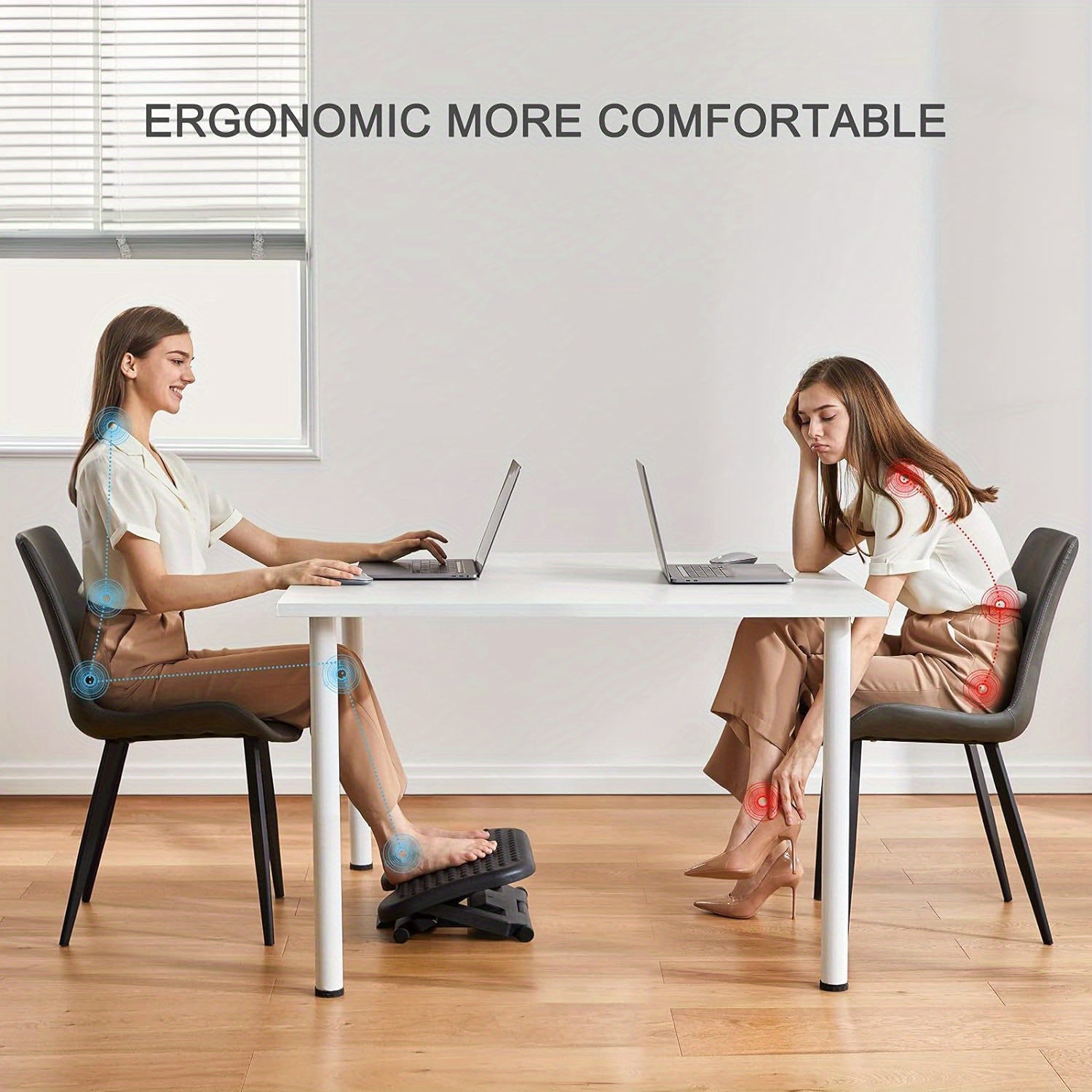 Ergonomic Footrest, Adjustable Under Desk Footrest, with 3 Height Position And 30 Degree Tilt Angle Adjustment, with Comfortable Texture Design, Use for Home And Office.
