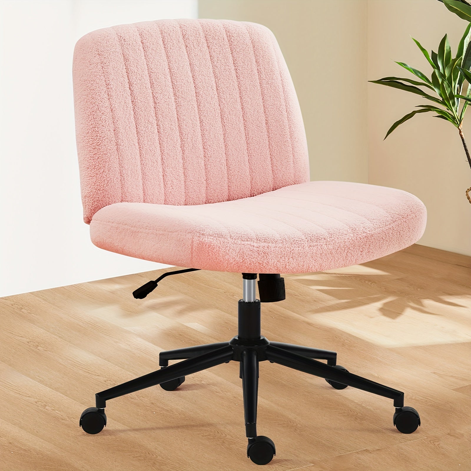 SMUG Criss Cross Chair With Wheels, Cross Legged Office Chair Wide Armless Desk Chair, Adjustable Swivel Comfy Home Office Vanity Desk Chair, Stocking Stuffers