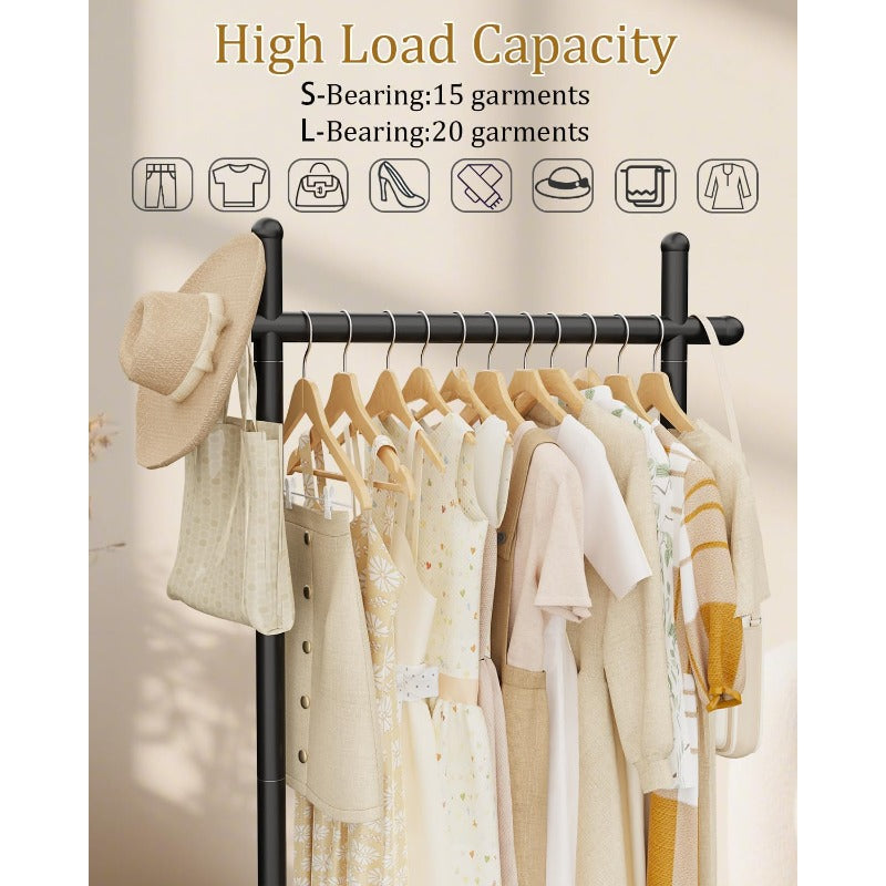 Coat Rack Freestanding with Natural Rock Base Metal Coat Hanger Stand Industrial Garment Rack Clothes Tree for Bedroom Living Room Office To Hang Clothes Hats 68.9in Black