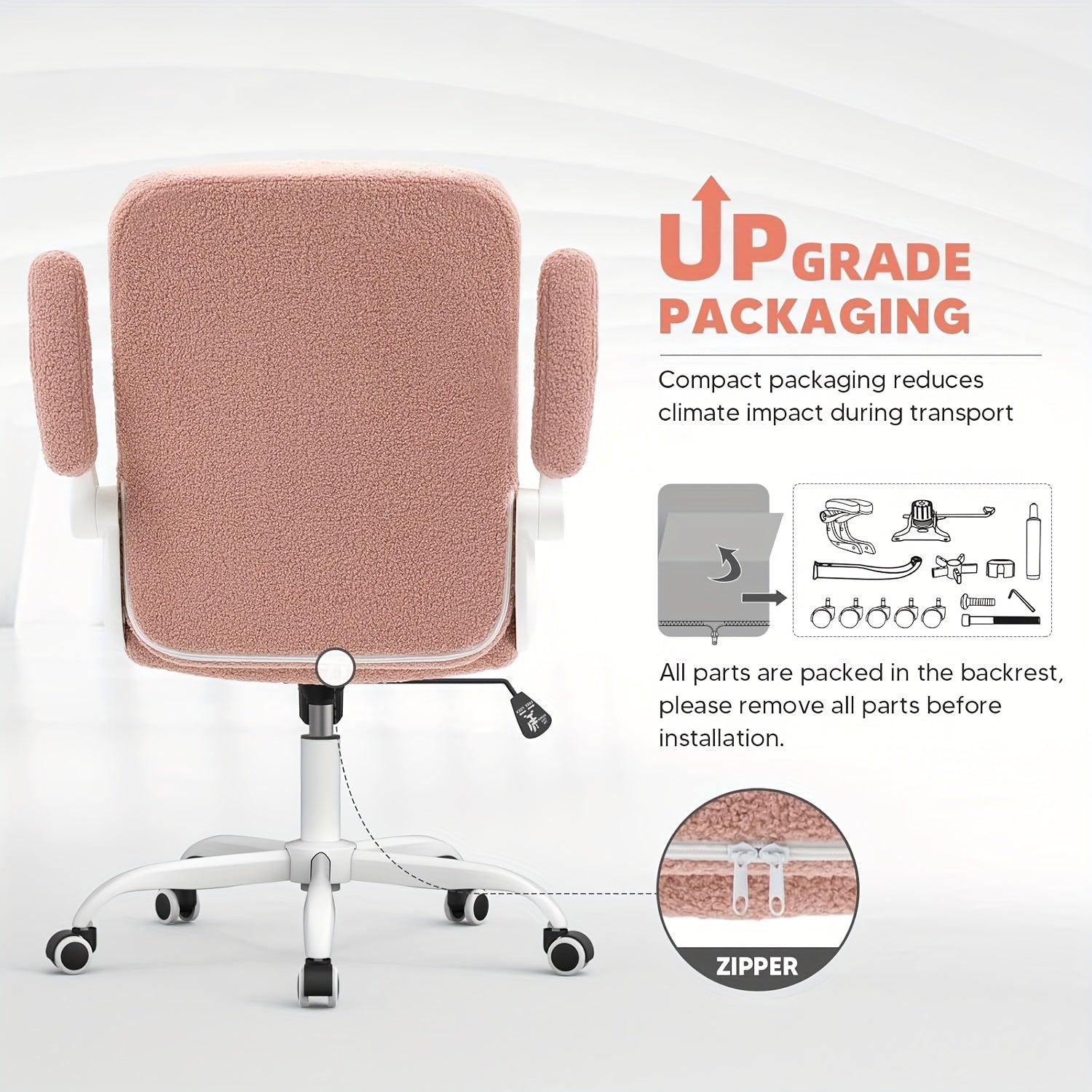 Office Chair Desk Chairs With Flip-up Arms And Wheels, Teddy Velvet Executive Home Office Chairs With Adjustable Height For Adults And Teens