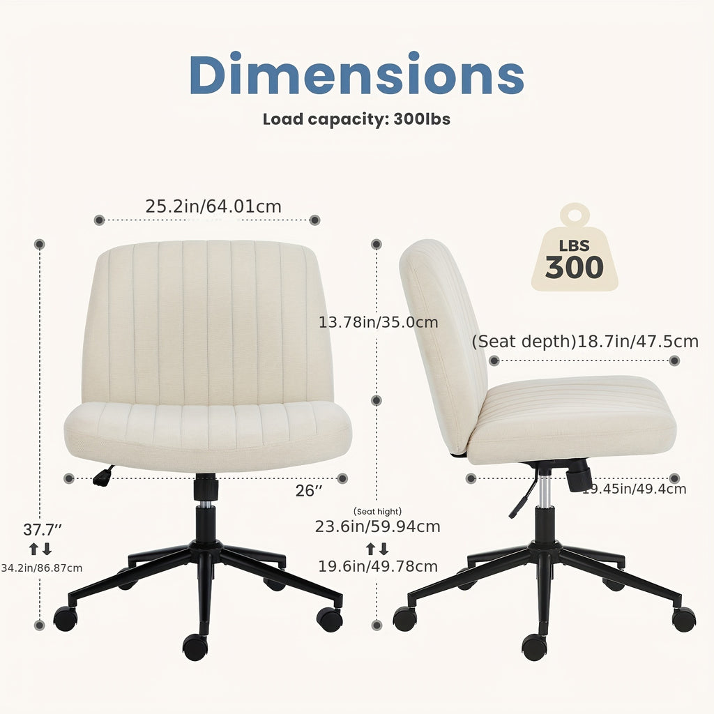 SMUG Criss Cross Chair With Wheels, Cross Legged Office Chair Wide Armless Desk Chair, Adjustable Swivel Comfy Home Office Vanity Desk Chair, Stocking Stuffers