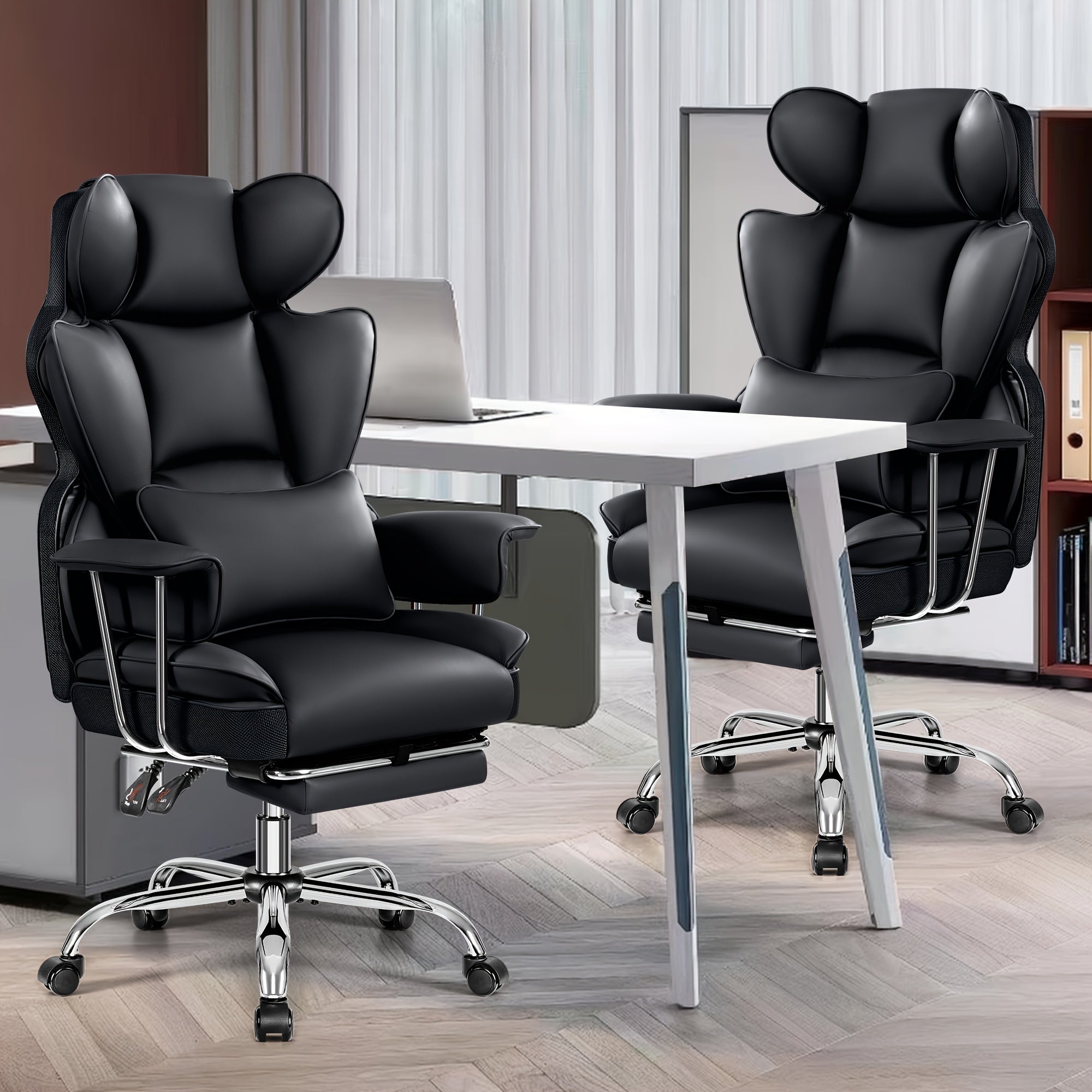 Actflame 500LBS Big And Tall Ergonomic Office Chair- Executive High-Back Leather Office Desk Chair for Plus-Size Users with Lumbar Support& Footrest- Perfect for Home Office | Back to School