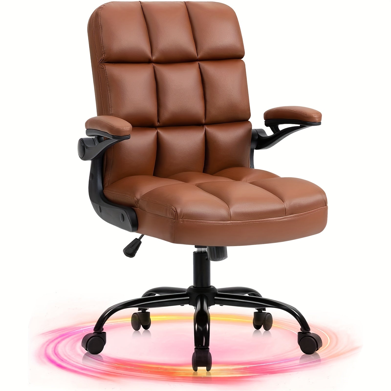 Office Chair Desk Chairs With Flip-up Arms And Wheels, Teddy Velvet Executive Home Office Chairs With Adjustable Height For Adults And Teens