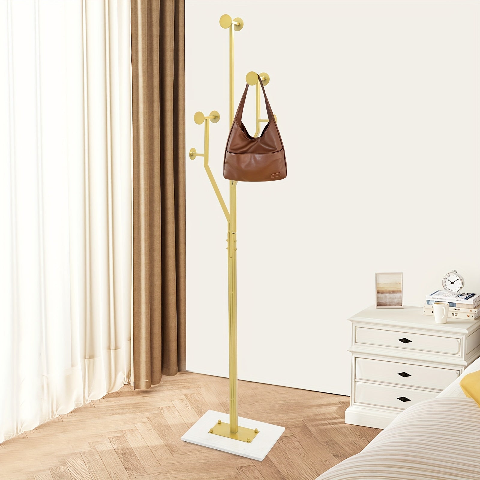 OUKANG Floor Standing Modern Metal Coat Rack With Foot Pads Retail Garment Rack Bag Coat Hat Display Stand Floor Standing Entryway Multifunctional Storage For Hanging Clothes