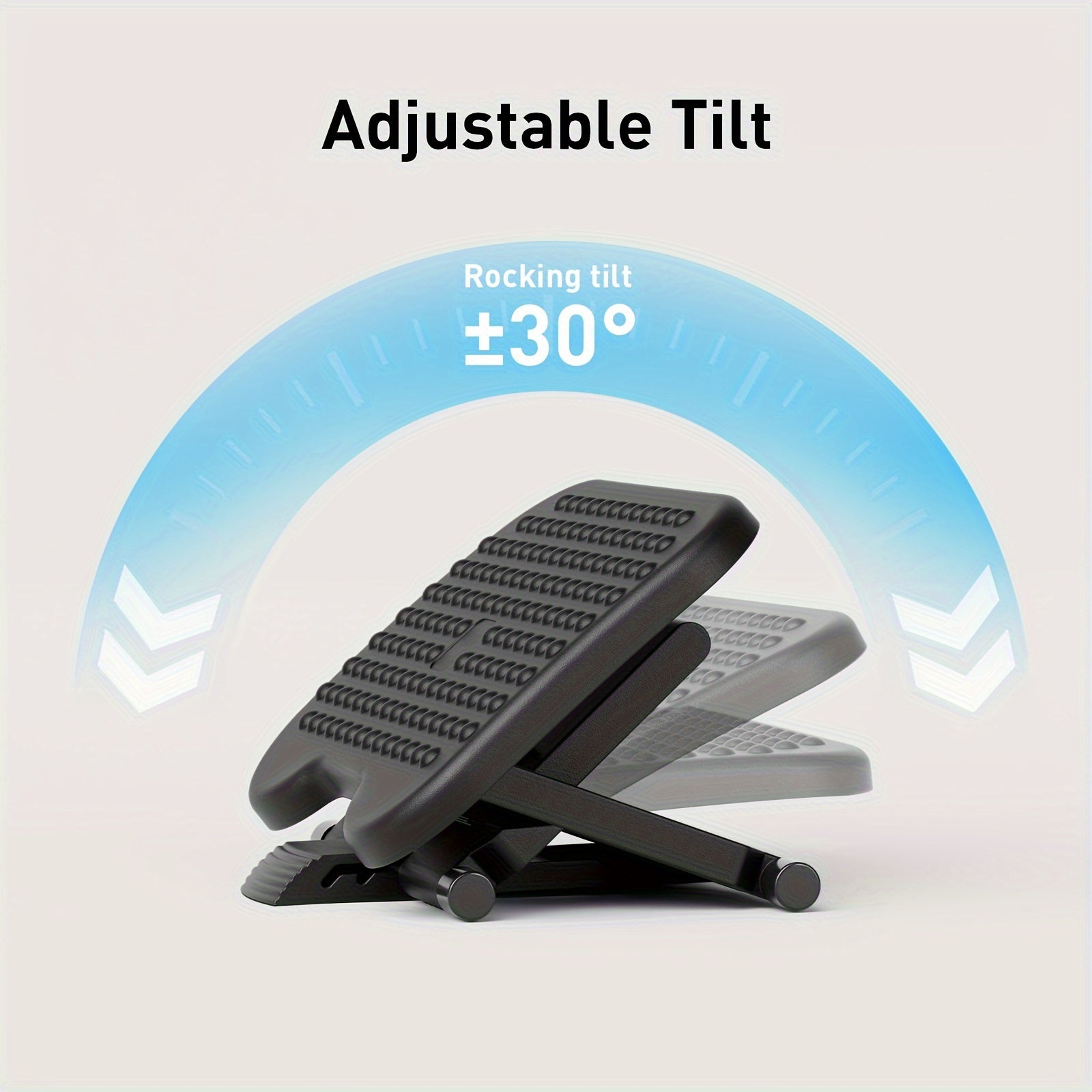 Ergonomic Footrest, Adjustable Under Desk Footrest, with 3 Height Position And 30 Degree Tilt Angle Adjustment, with Comfortable Texture Design, Use for Home And Office.