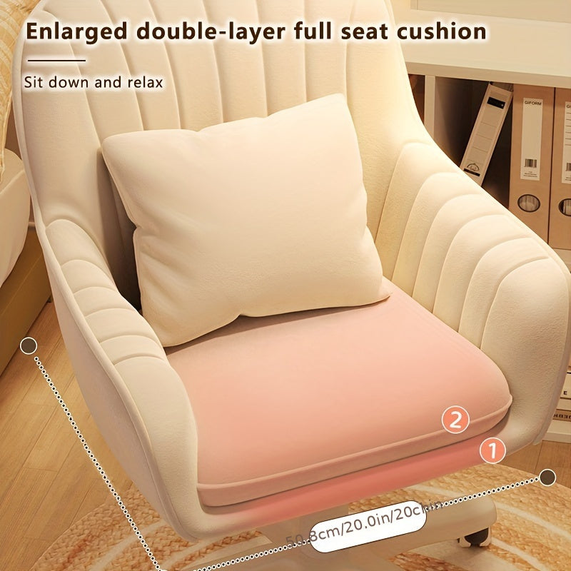 Ergonomic Office Chair with Memory Foam Seat & 360° Swivel - Adjustable Height Mid-Back Task Chair, Soft Padded Upholstery, Metal Frame & 5 Caster Wheels for Home Office, Living Room, Makeup Station - Gray\u002FBeige\u002FPink\u002FBlack, Desk Chair