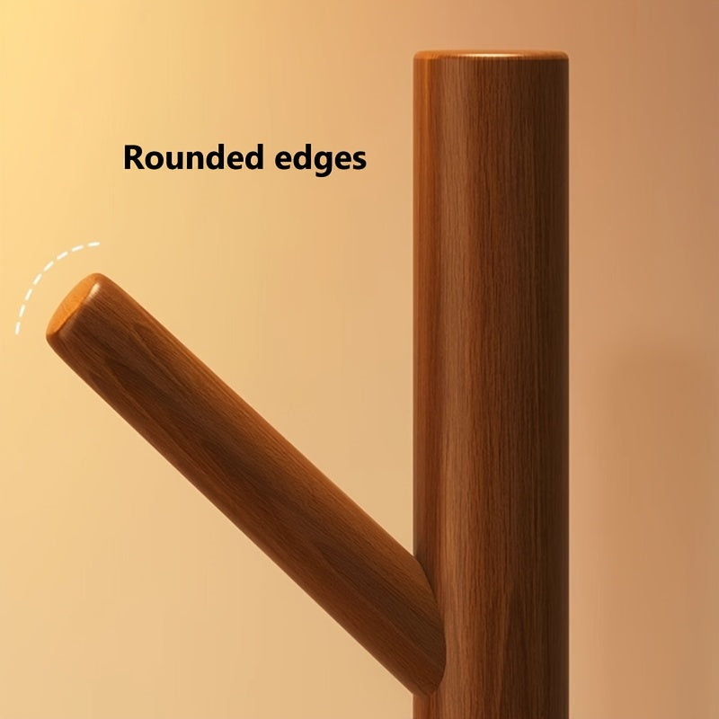 Rotary Solid Wood Coat Rack with 3 Shelves and 9 Hooks, Freestanding Sturdy Coat Tree for Entryway, Bedroom - Multi-Purpose Storage Organizer for Coats, Bags, Coat Rack Stand, 360-degree Rotation, Independent