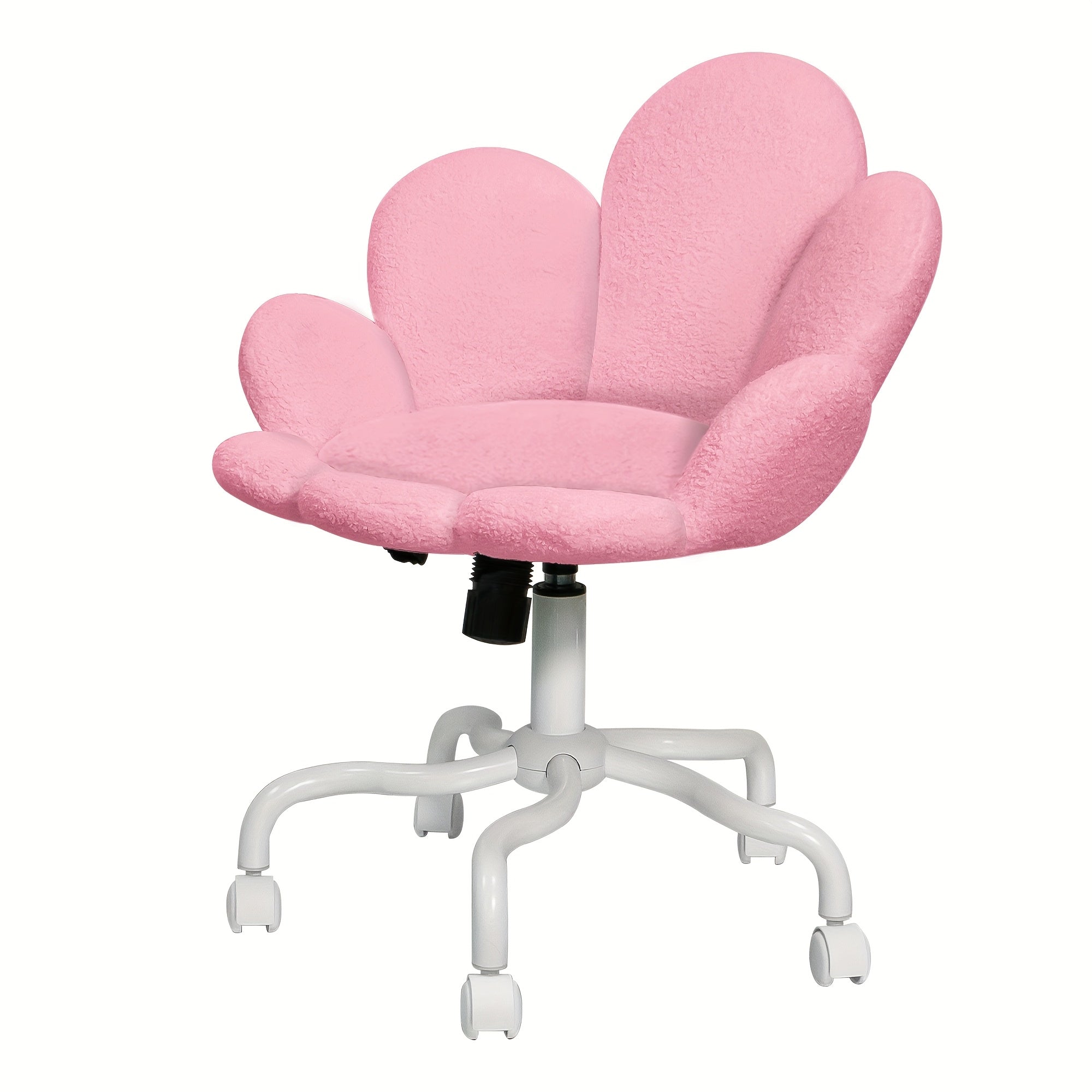 1pc Modern Adjustable Height Swivel Task Chair, Upholstered Petal Design Desk Chair with Mid-Back, Manual Rocking Operation, Painted Finish, Carpet Surface Compatible, Includes Casters - Home Office Computer Chair