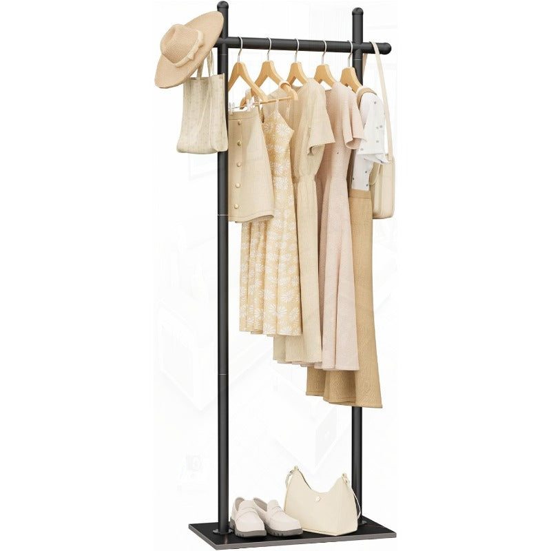 Coat Rack Freestanding with Natural Rock Base Metal Coat Hanger Stand Industrial Garment Rack Clothes Tree for Bedroom Living Room Office To Hang Clothes Hats 68.9in Black