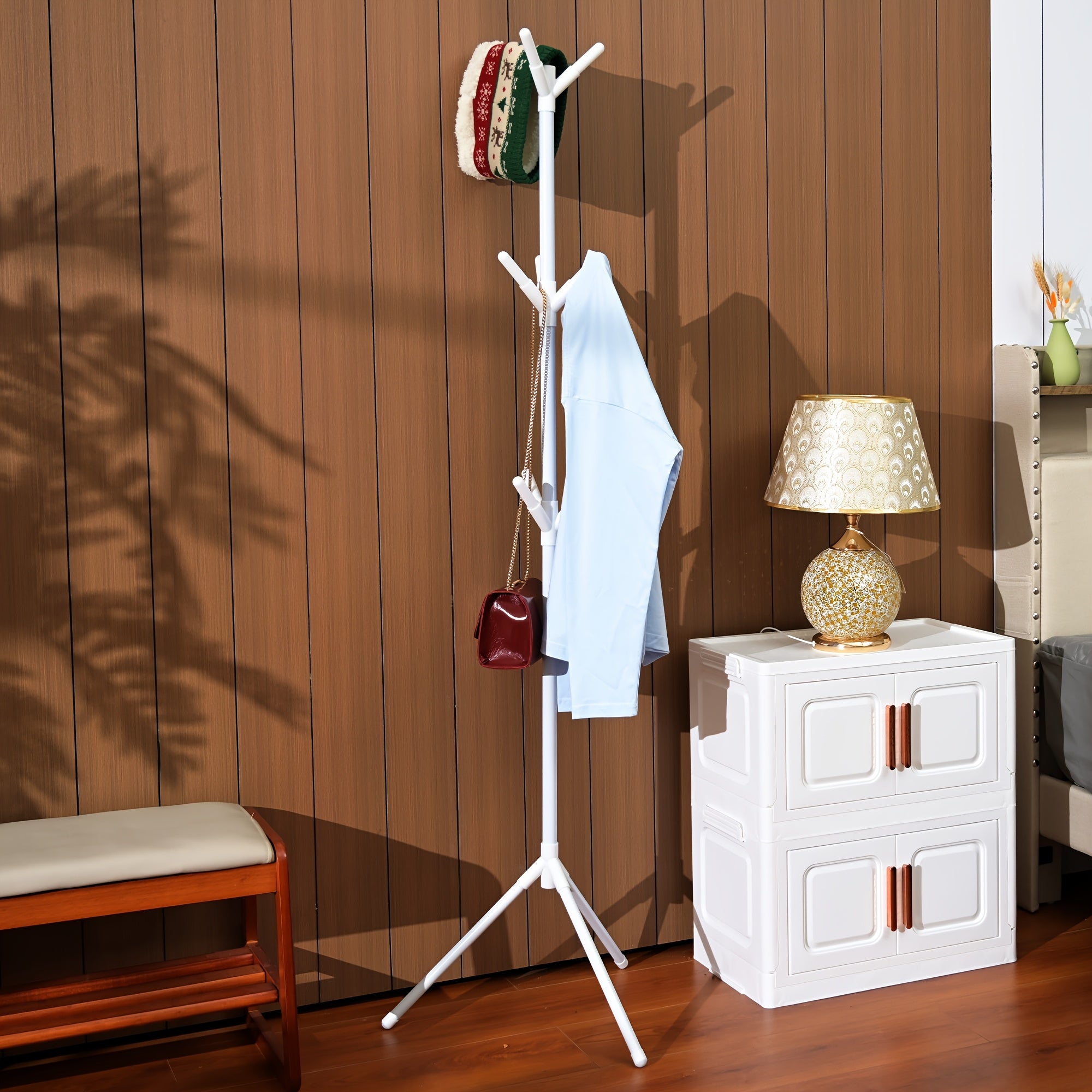 9-Hook Tree Branch Pattern Metal Coat Rack - Elegant Multi-Color Design For Hats, Bags, Scarves & Towels - Durable Plastic With Lacquered Finish - Ldeal For Home UseHome Organization Decorative Coat Rack Durable Plastic Rack, Coat Rack For Home