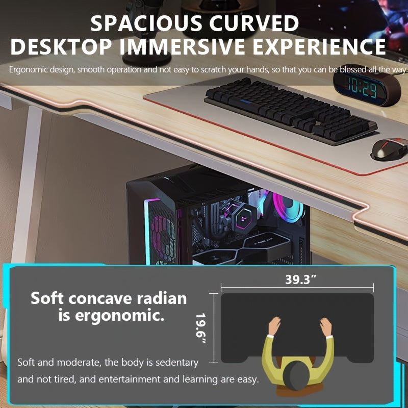 HDHNBA Ergonomic Computer Desk | Modern Gaming Workstation Table | Sturdy Steel Frame Floor-Mounted Home Office Desk | No Drawer Oblong Shape | Multicolor Finish | Independent Structure | Closed Storage \u003C3.2 Cubic Feet | Height ≥27 Inches