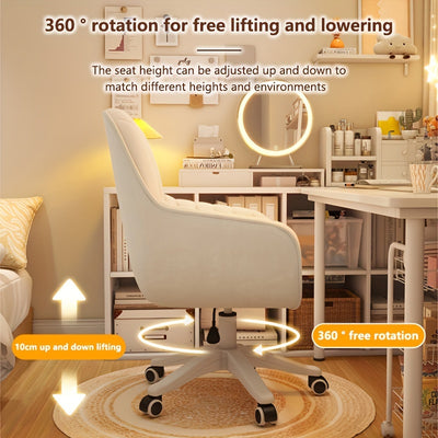 Ergonomic Office Chair with Memory Foam Seat & 360° Swivel - Adjustable Height Mid-Back Task Chair, Soft Padded Upholstery, Metal Frame & 5 Caster Wheels for Home Office, Living Room, Makeup Station - Gray\u002FBeige\u002FPink\u002FBlack, Desk Chair