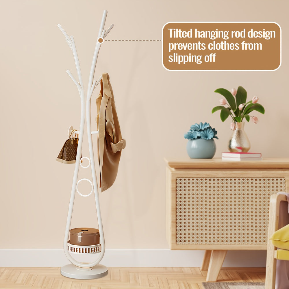 Coat Rack, Freestanding Coat Rack with 10 Hooks Size Tree Coat Racks for Bedroom, Hallway, Entrance, Office, for Hats, Coats, Scarves, Handbags (White)