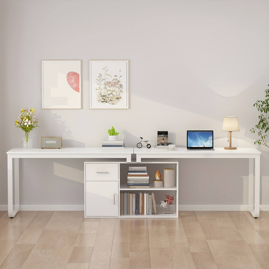 Modern L-shaped Computer Desk Modern L-shaped Computer Desk with Drawer | Open Shelves, Filing Cabinet & Spacious Desktop for Home Office, Study Room - White