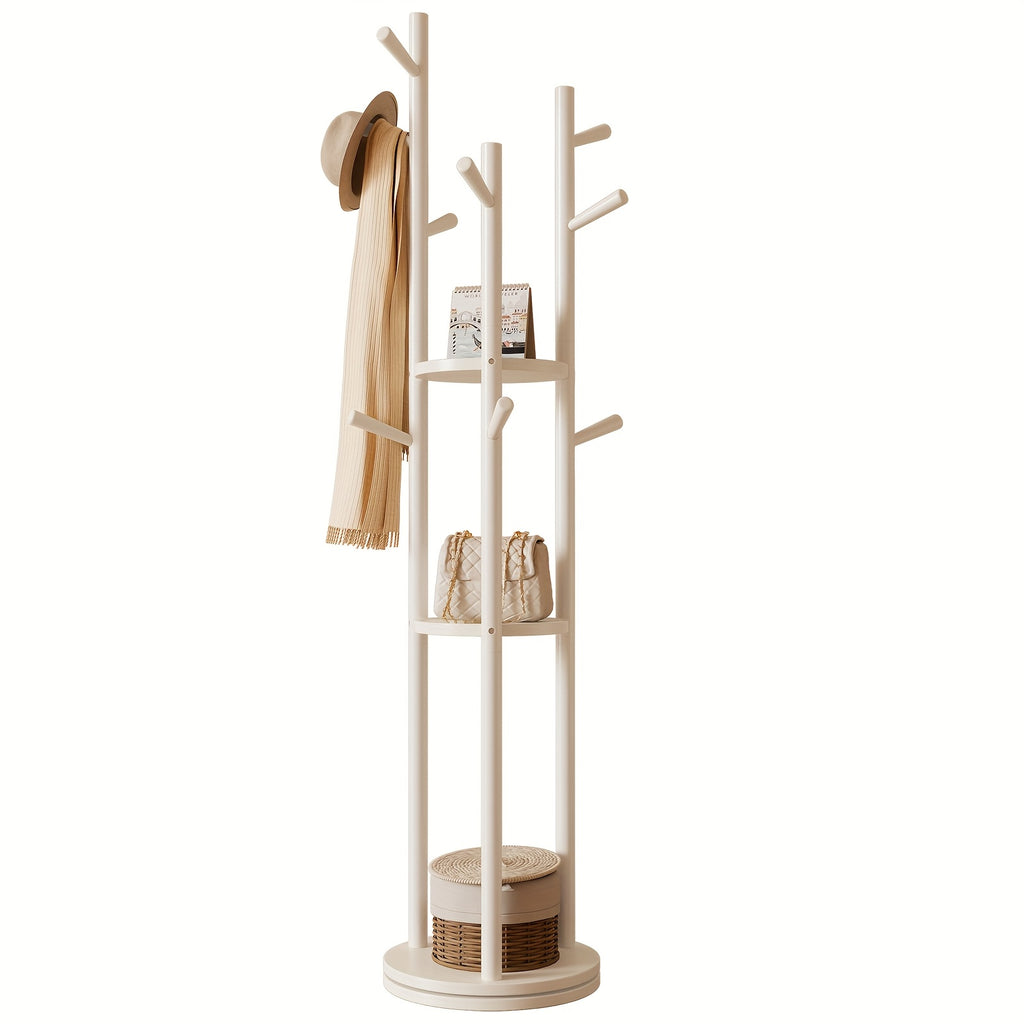 KASLANDI Furniture for Home, Solid Wood Rotary Coat Rack - Self-standing Hanger, Tree Floor Hanger, Foyer Furniture, Suitable for Entrance, Bedroom And Living Room, Hanging Coats And Bags,, Free Shipping