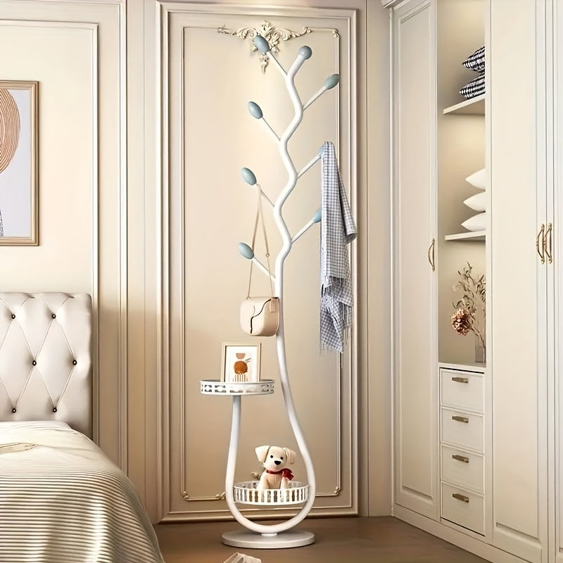 1pc Elegant Freestanding Metal Clothes Rack With Shelf - Multifunctional Vertical Garment Organizer, Mobile Design For Home Organization - Ideal For Coats, Hats, Scarves & More