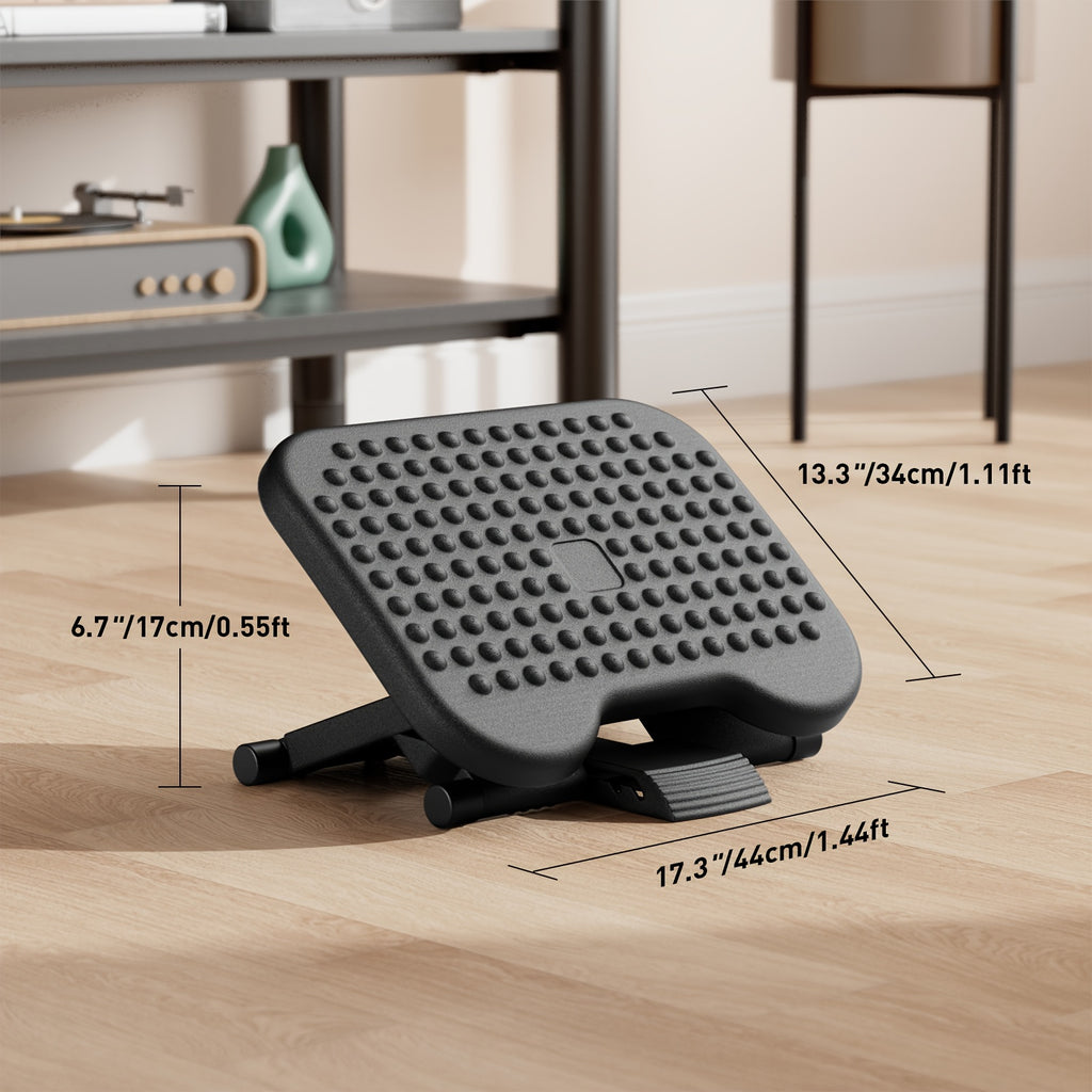Ergonomic Footrest, Adjustable Under Desk Footrest, with 3 Height Position And 30 Degree Tilt Angle Adjustment, with Comfortable Texture Design, Use for Home And Office.