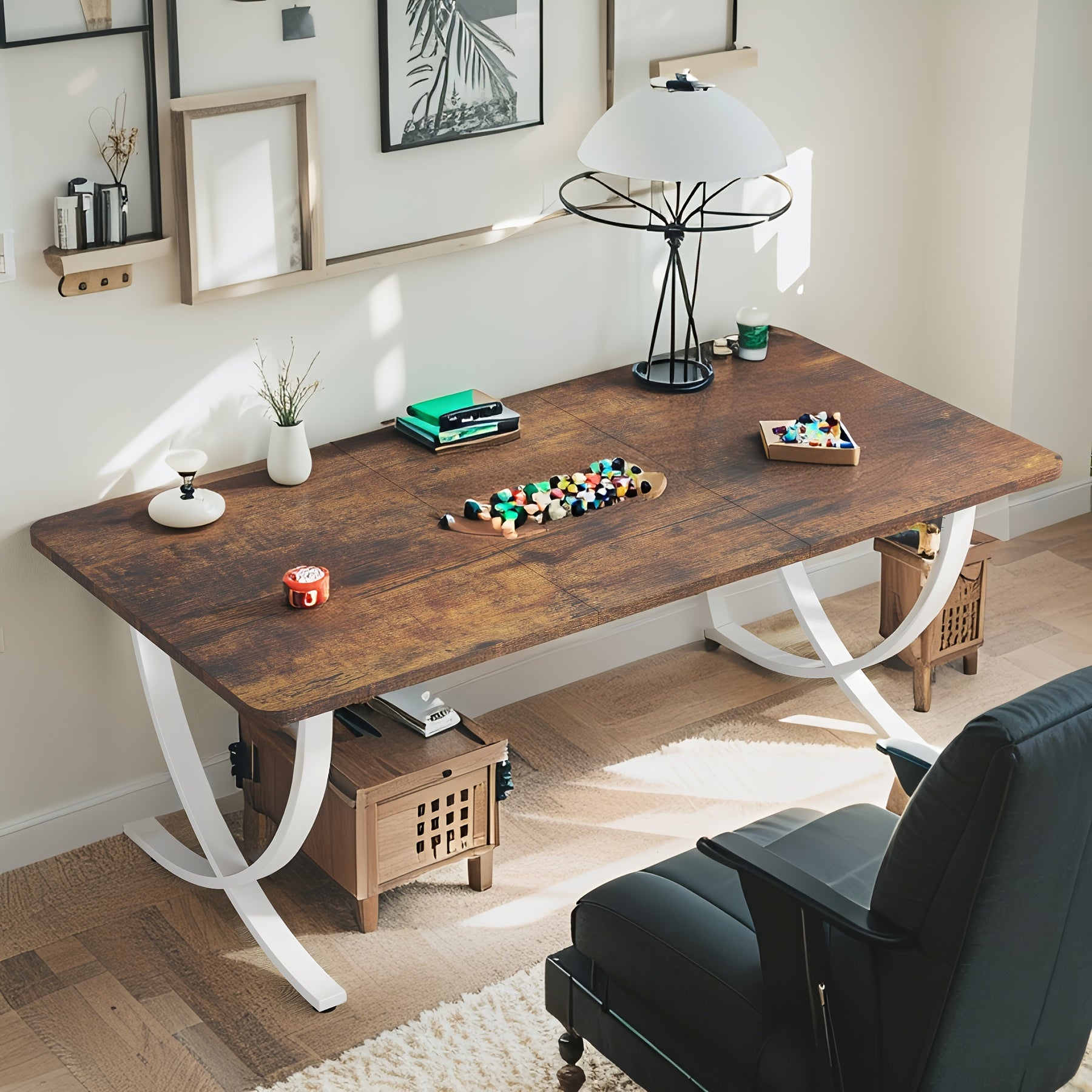 Computer Desk Office Desk, 63 Inch Gaming Desk, Modern PC Desk Work Table for Home Office