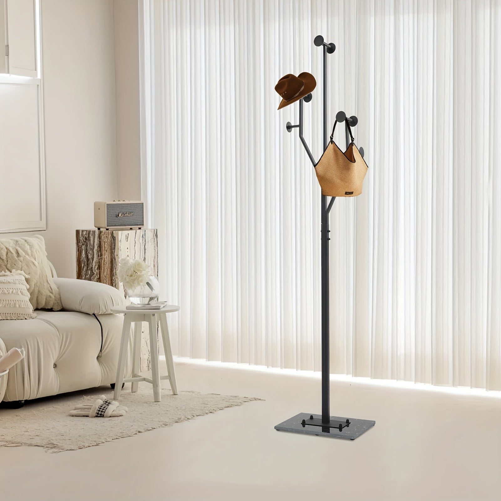 OUKANG Floor Standing Modern Metal Coat Rack With Foot Pads Retail Garment Rack Bag Coat Hat Display Stand Floor Standing Entryway Multifunctional Storage For Hanging Clothes