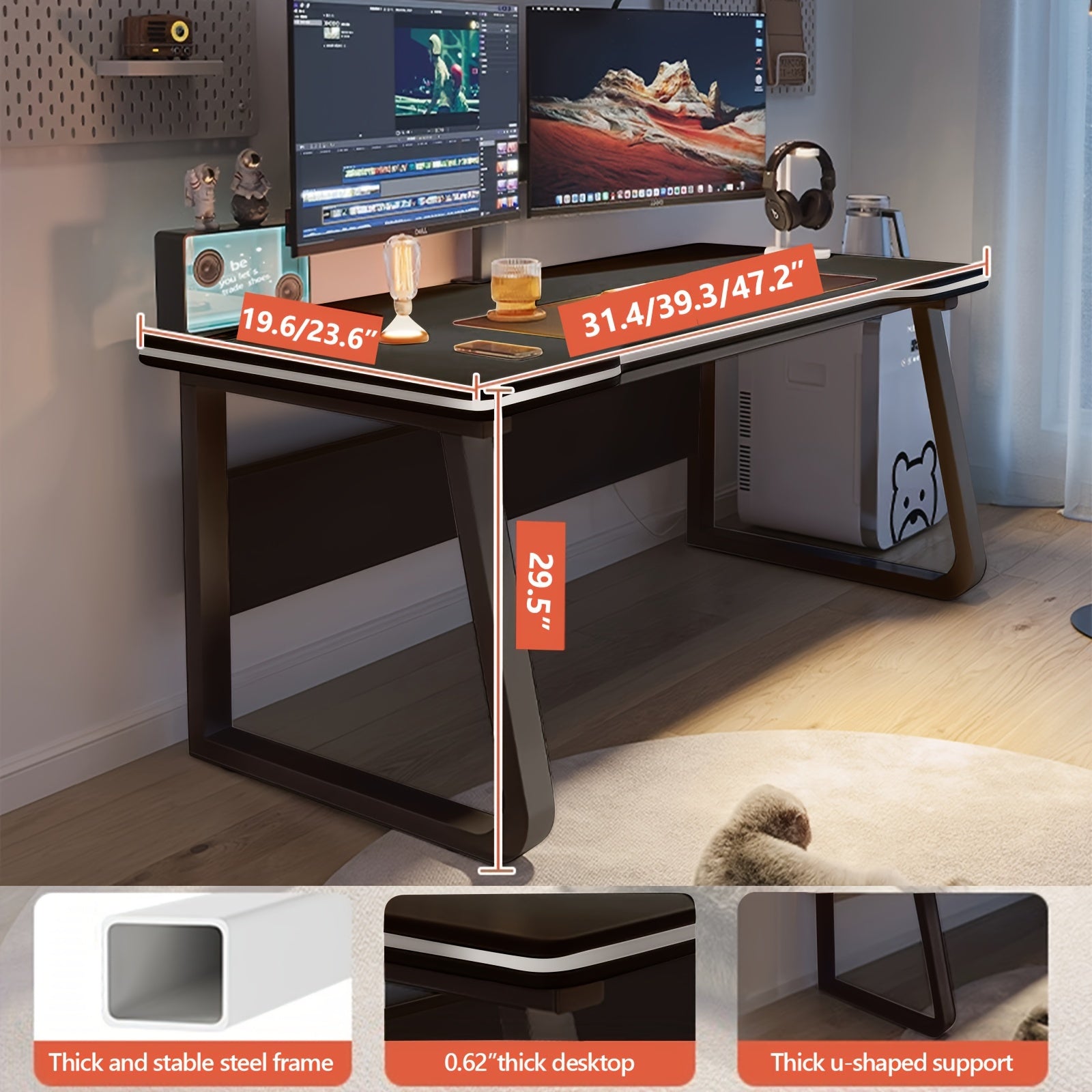 Computer Desk, Large Executive Office Desk, Wide Simple Study Writing Desk, Workstation Business Furniture For Home Office