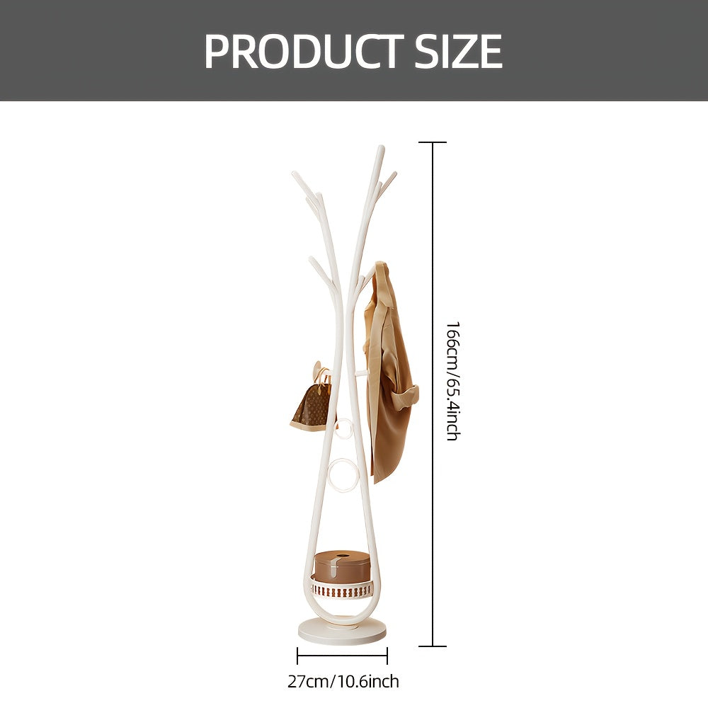 Coat Rack, Freestanding Coat Rack with 10 Hooks Size Tree Coat Racks for Bedroom, Hallway, Entrance, Office, for Hats, Coats, Scarves, Handbags (White)