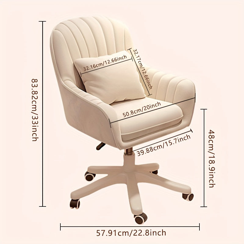 Ergonomic Office Chair with Memory Foam Seat & 360° Swivel - Adjustable Height Mid-Back Task Chair, Soft Padded Upholstery, Metal Frame & 5 Caster Wheels for Home Office, Living Room, Makeup Station - Gray\u002FBeige\u002FPink\u002FBlack, Desk Chair