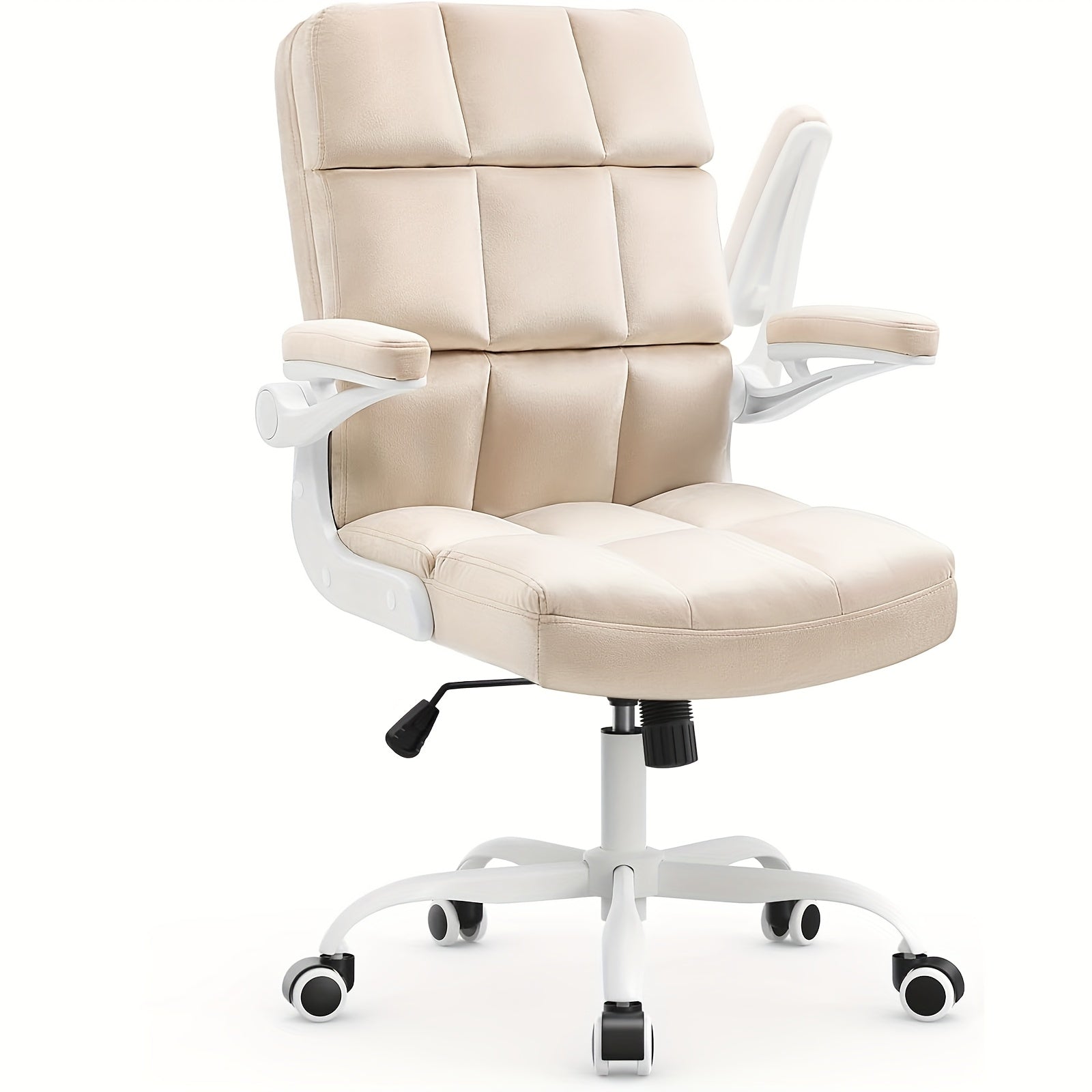 Office Chair Desk Chairs With Flip-up Arms And Wheels, Teddy Velvet Executive Home Office Chairs With Adjustable Height For Adults And Teens