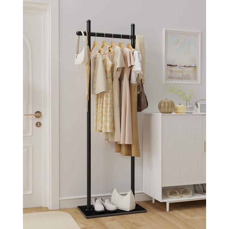 Coat Rack Freestanding with Natural Rock Base Metal Coat Hanger Stand Industrial Garment Rack Clothes Tree for Bedroom Living Room Office To Hang Clothes Hats 68.9in Black