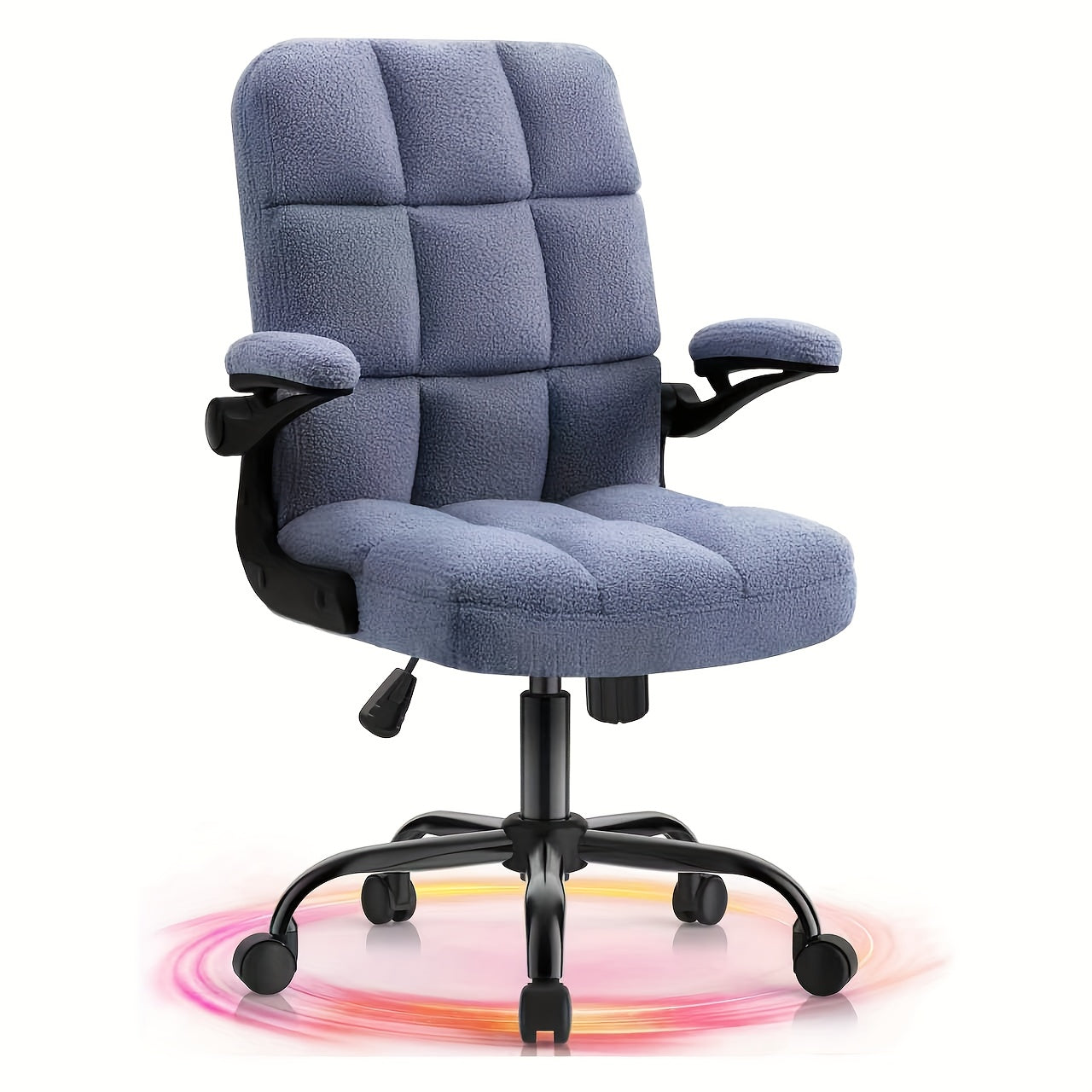 Office Chair Desk Chairs With Flip-up Arms And Wheels, Teddy Velvet Executive Home Office Chairs With Adjustable Height For Adults And Teens