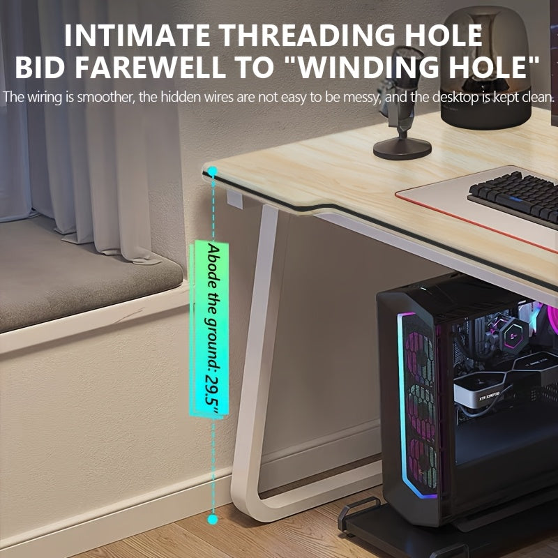 HDHNBA Ergonomic Computer Desk | Modern Gaming Workstation Table | Sturdy Steel Frame Floor-Mounted Home Office Desk | No Drawer Oblong Shape | Multicolor Finish | Independent Structure | Closed Storage \u003C3.2 Cubic Feet | Height ≥27 Inches