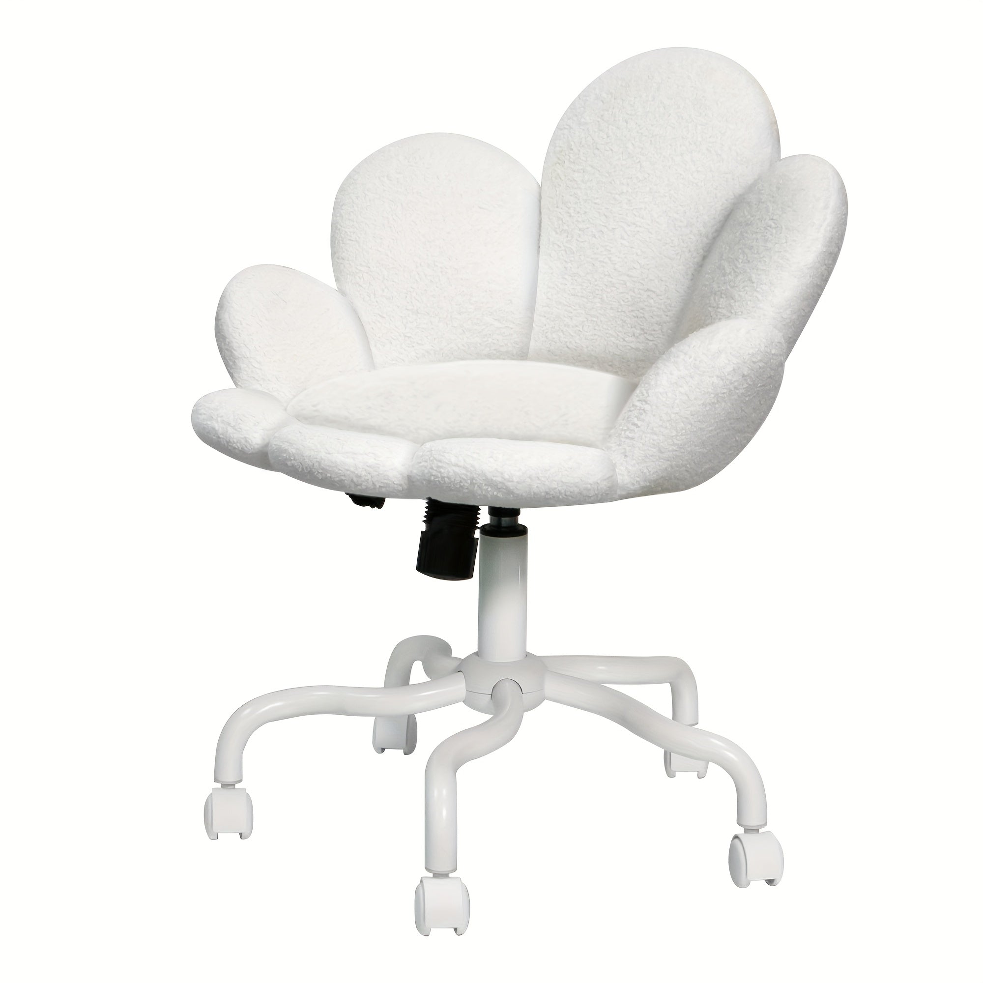 1pc Modern Adjustable Height Swivel Task Chair, Upholstered Petal Design Desk Chair with Mid-Back, Manual Rocking Operation, Painted Finish, Carpet Surface Compatible, Includes Casters - Home Office Computer Chair