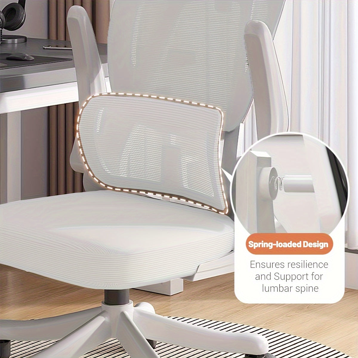 XUEGW Ergonomic Office Chair Comfort Home Desk Chair Adjustable High Back Mesh Chair Lumbar Support Computer Chair With Flip-up Arms For Work, Study, Gaming