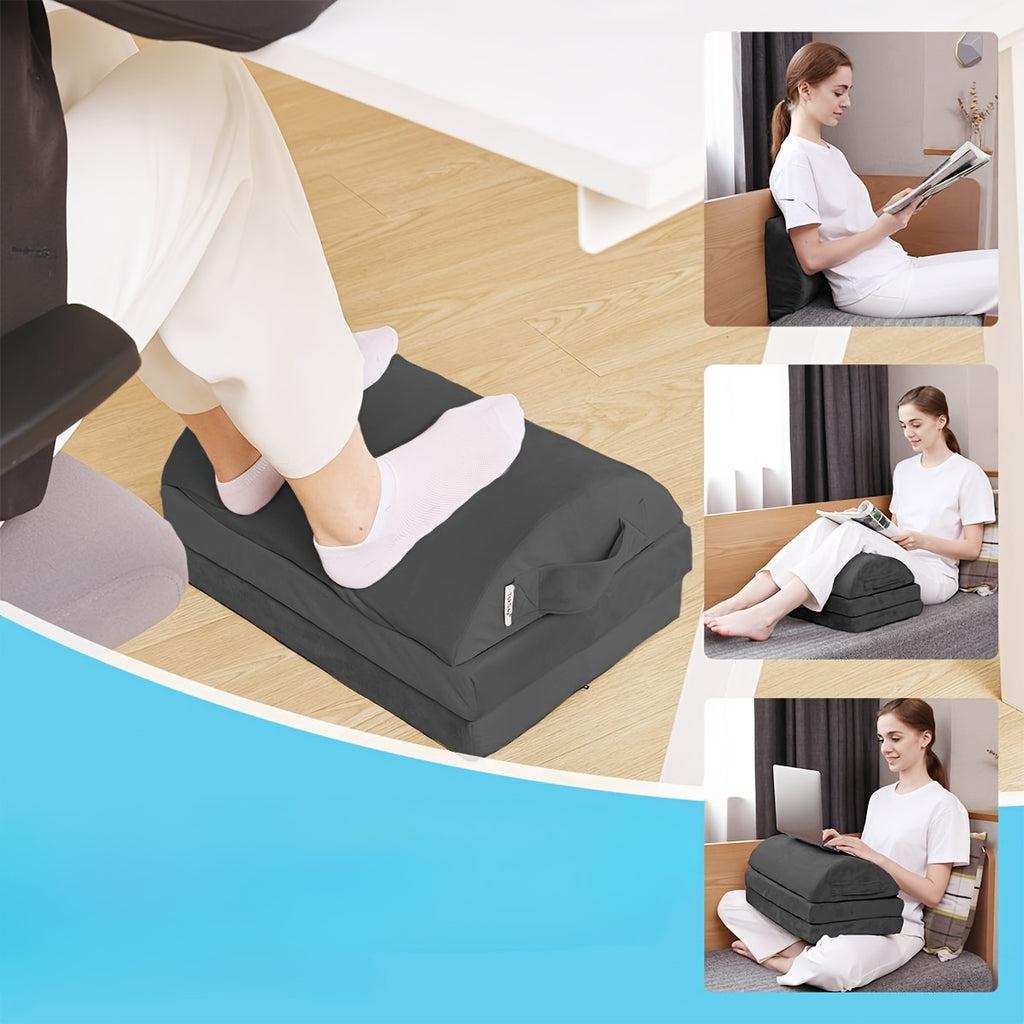 Foot Rest For Under Desk With Adjust Heights- Memory Foam Foot Stool - Back, Lumbar, And Knee Relax - Perfect For Office, Home, Working And Gaming Use