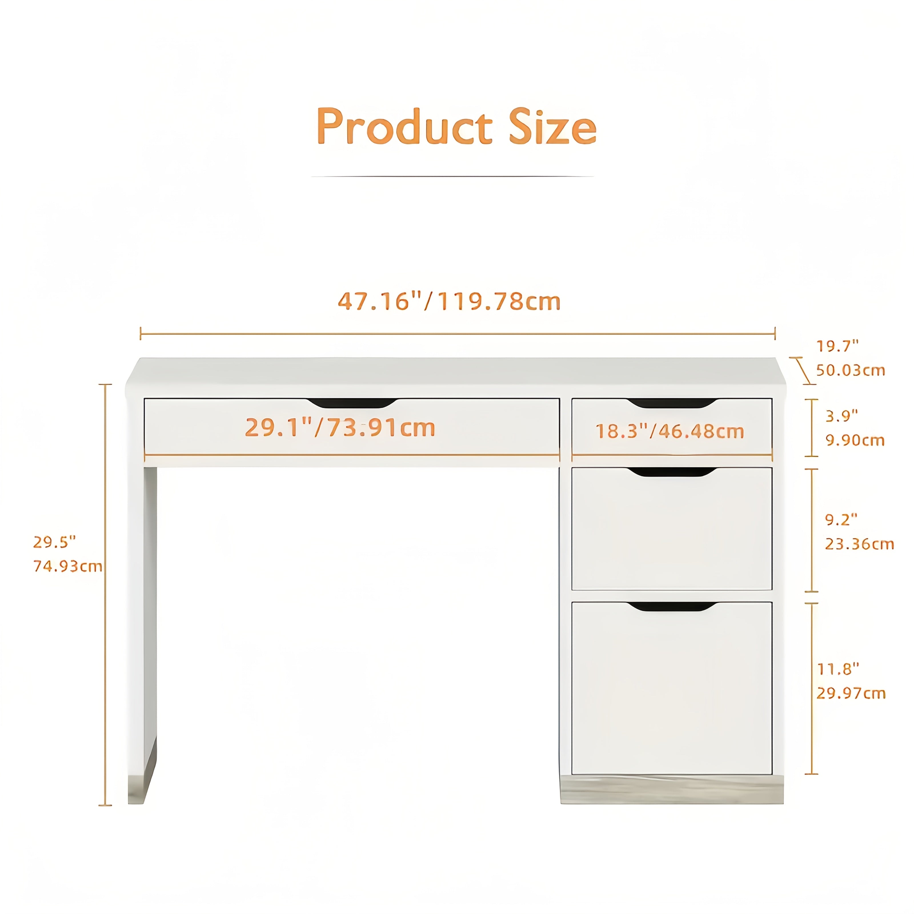Desk With 4 Drawers, Small Desk With Storage, Desks With Drawers, Study Desk For Bedroom, White Computer Desk With Filing Cabinet, Small Space, White