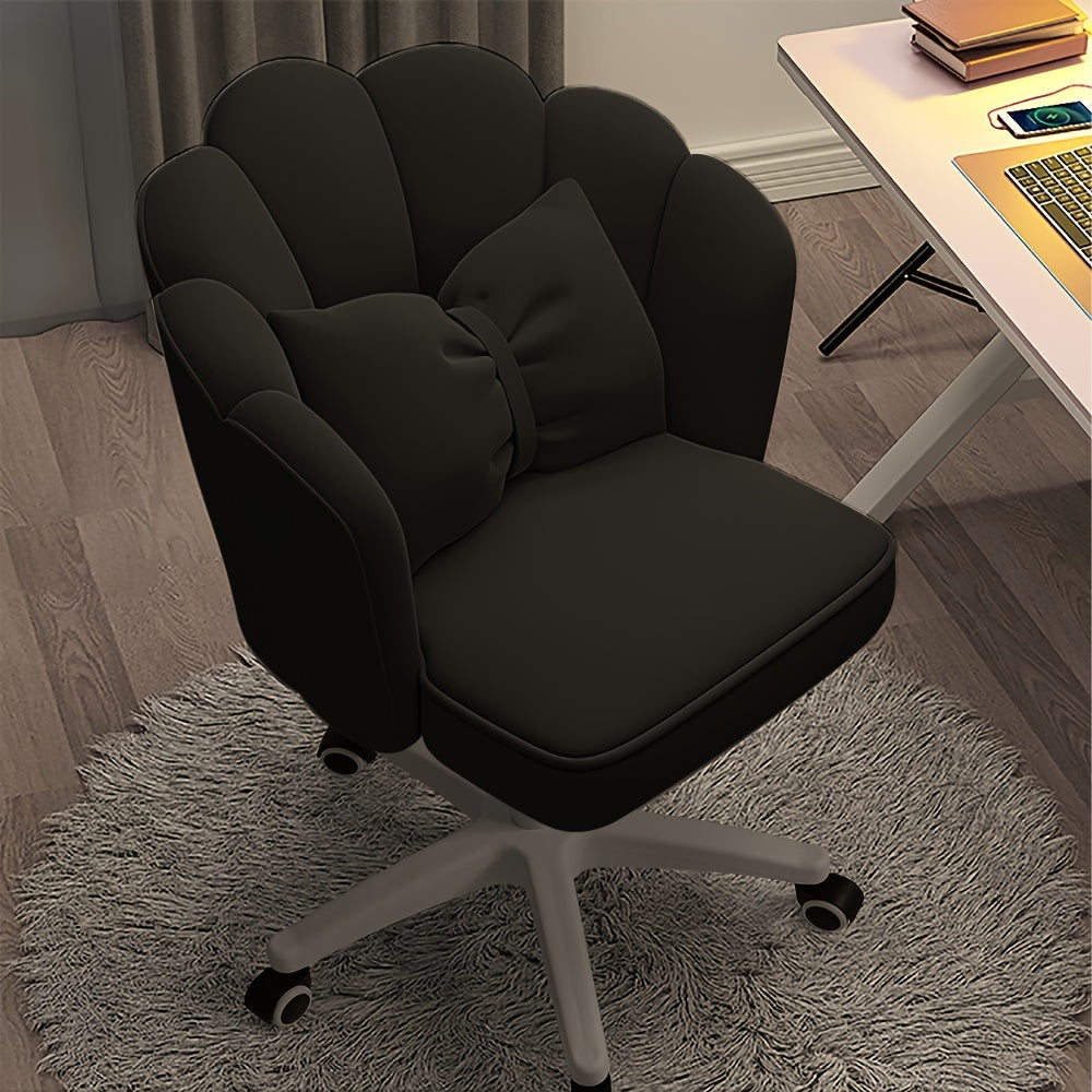 XUEGW Modern Fabric Office Chair with Memory Foam Seat & Adjustable Swivel Wheels - Ergonomic Solid Back Task Chair for Home Office, Vanity, Small Spaces - Black, Ergonomic Office Chair | Stylish Fabric Chair | Adjustable Swivel Chair