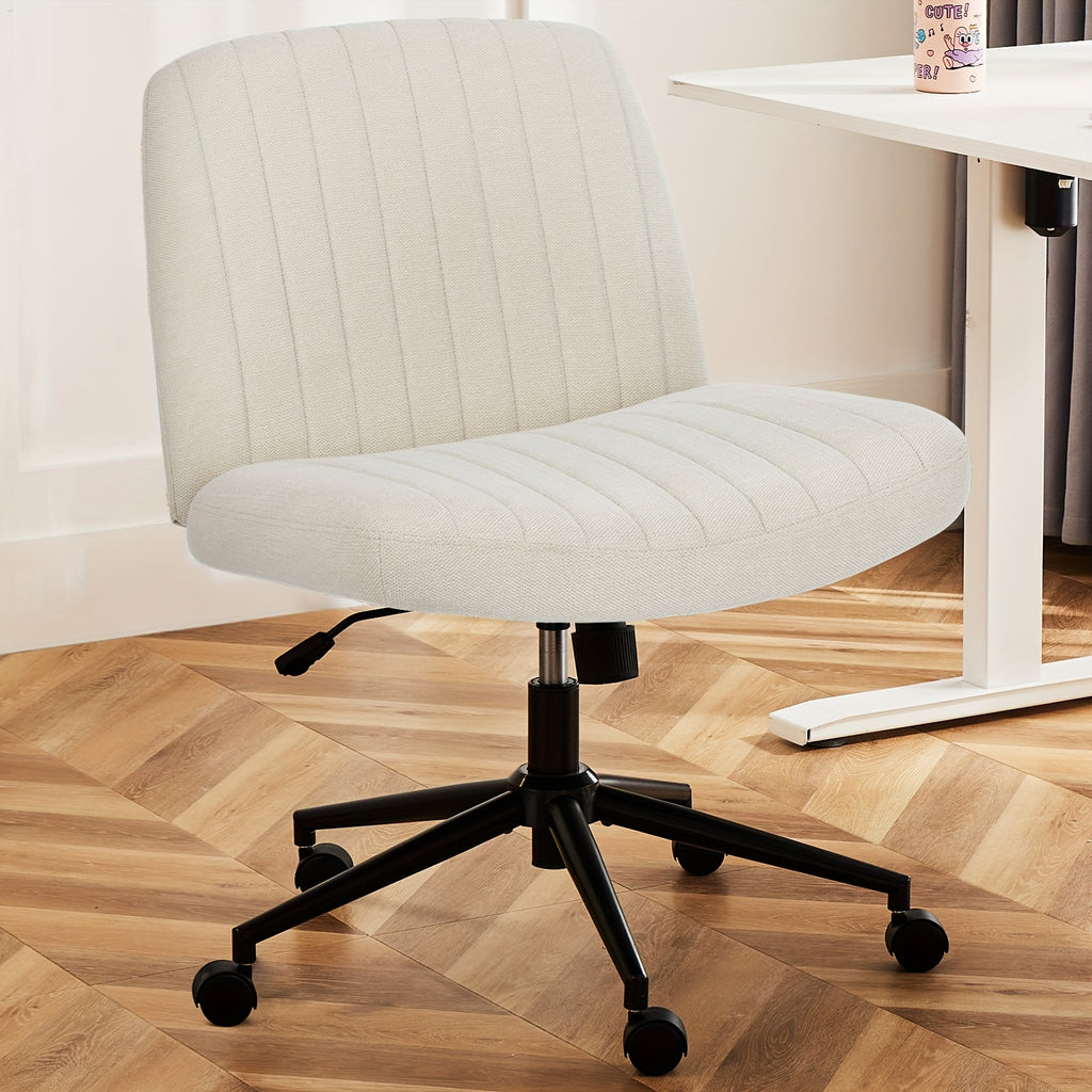 SMUG Criss Cross Chair With Wheels, Cross Legged Office Chair Wide Armless Desk Chair, Adjustable Swivel Comfy Home Office Vanity Desk Chair, Stocking Stuffers