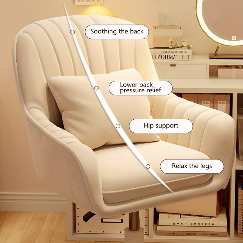 Ergonomic Office Chair with Memory Foam Seat & 360° Swivel - Adjustable Height Mid-Back Task Chair, Soft Padded Upholstery, Metal Frame & 5 Caster Wheels for Home Office, Living Room, Makeup Station - Gray\u002FBeige\u002FPink\u002FBlack, Desk Chair