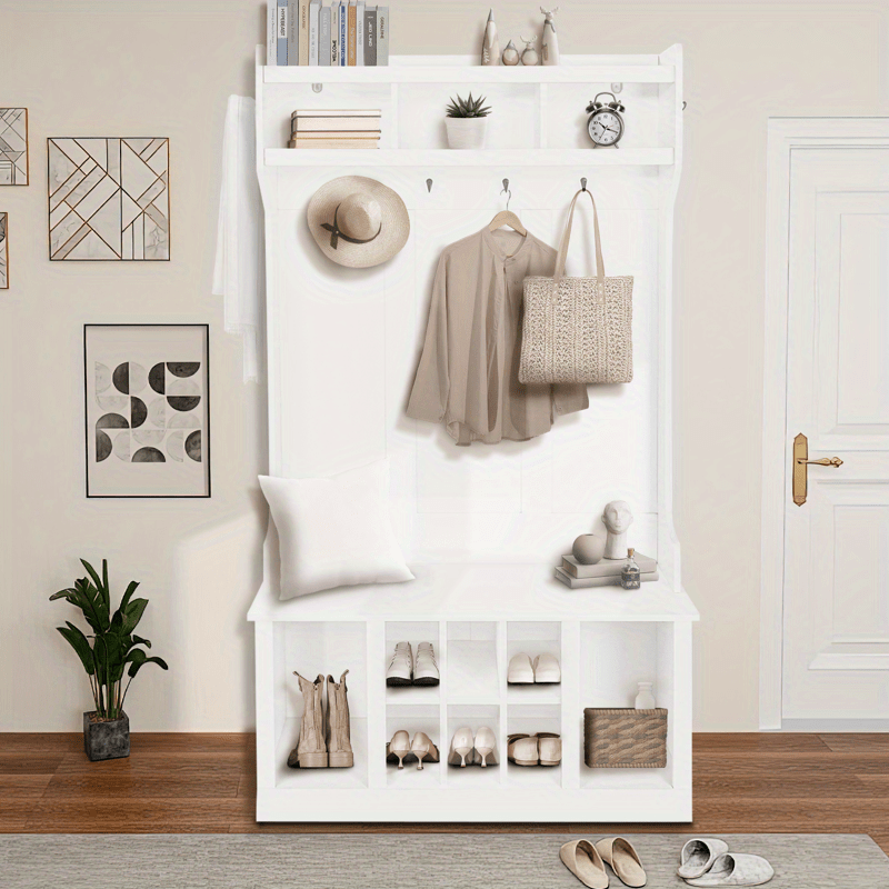 Hall Tree with Bench and Shoe Storage Entryway Bench with Coat Rack for Hallway