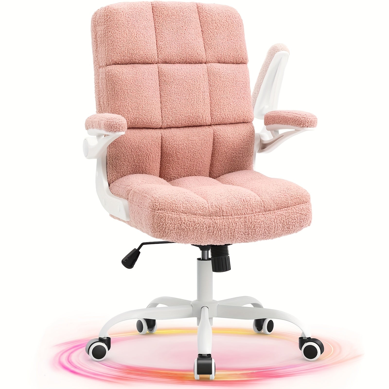 Office Chair Desk Chairs With Flip-up Arms And Wheels, Teddy Velvet Executive Home Office Chairs With Adjustable Height For Adults And Teens