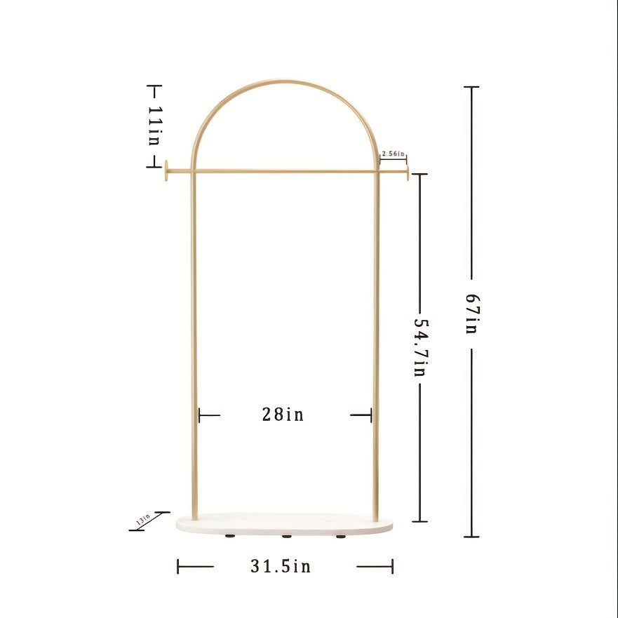 Heavy Duty Golden Clothing Rack with Adjustable Shelf & Hooks - Freestanding Metal Coat Hanger Stand for Home, Office, Boutique - Space-Saving Modern Design with Storage, 31.5\