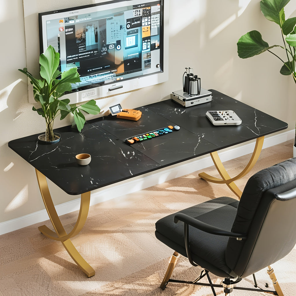 Computer Desk Office Desk, 63 Inch Gaming Desk, Modern PC Desk Work Table for Home Office