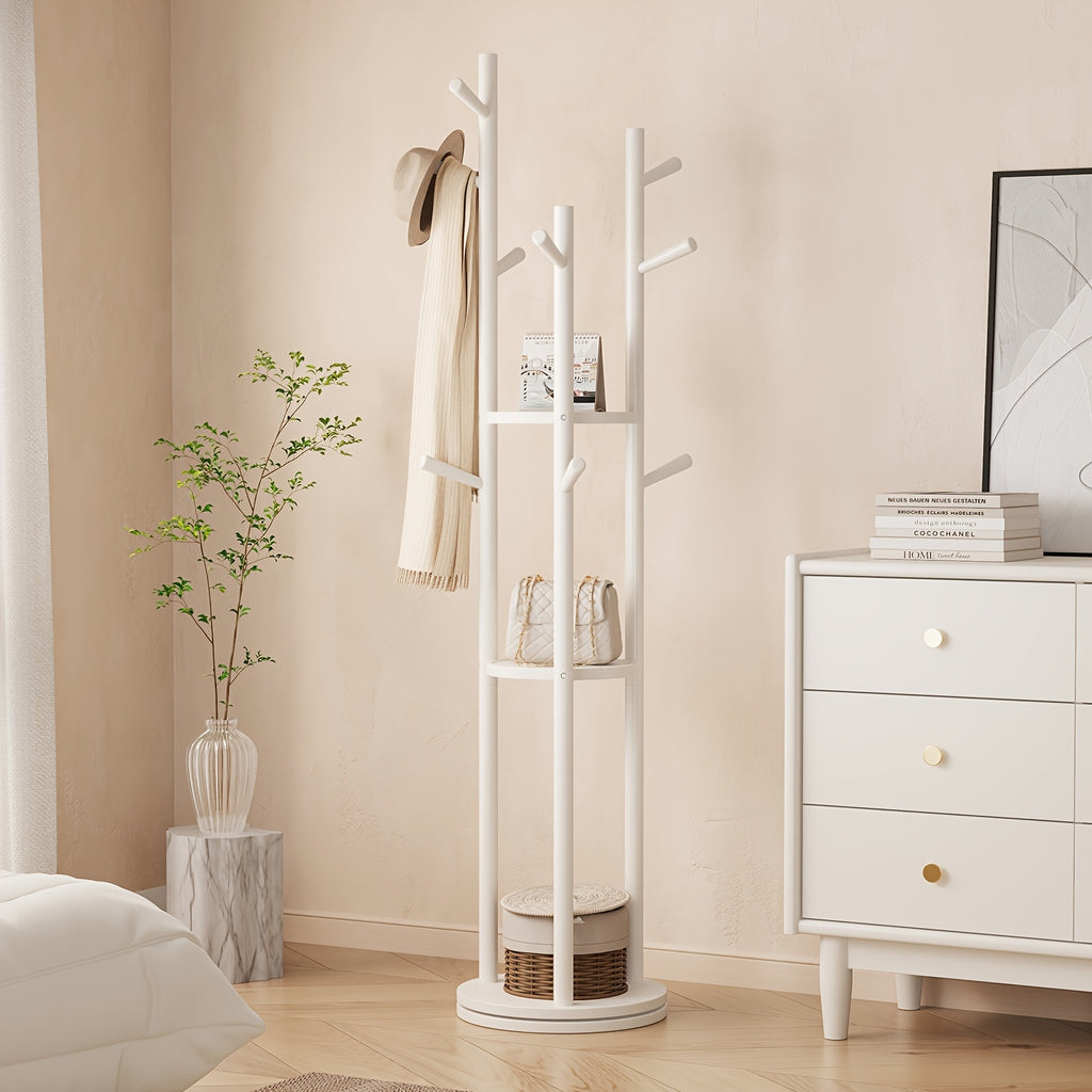 KASLANDI Furniture for Home, Solid Wood Rotary Coat Rack - Self-standing Hanger, Tree Floor Hanger, Foyer Furniture, Suitable for Entrance, Bedroom And Living Room, Hanging Coats And Bags,, Free Shipping
