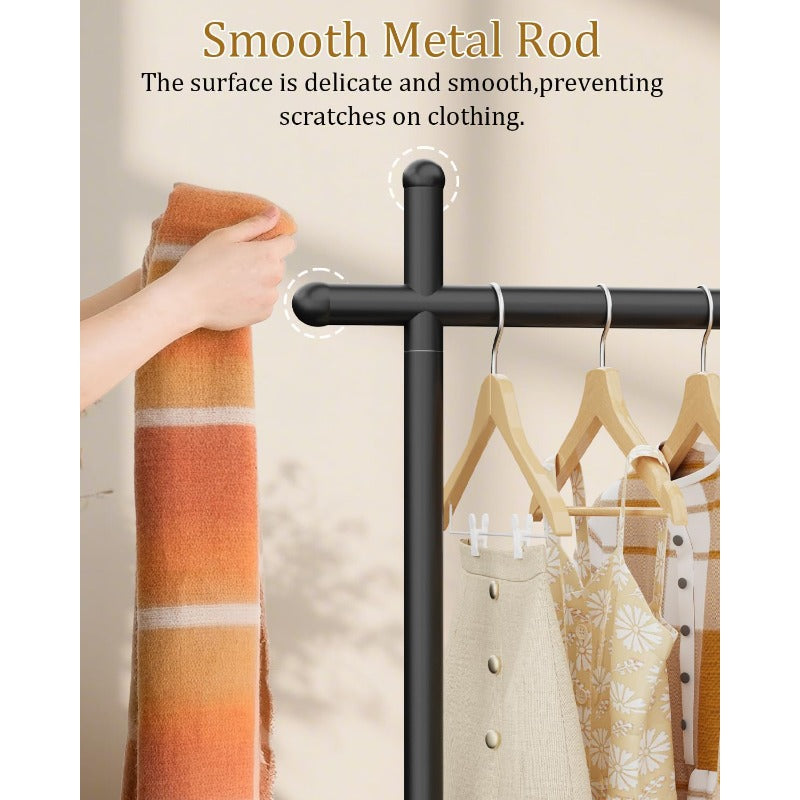 Coat Rack Freestanding with Natural Rock Base Metal Coat Hanger Stand Industrial Garment Rack Clothes Tree for Bedroom Living Room Office To Hang Clothes Hats 68.9in Black