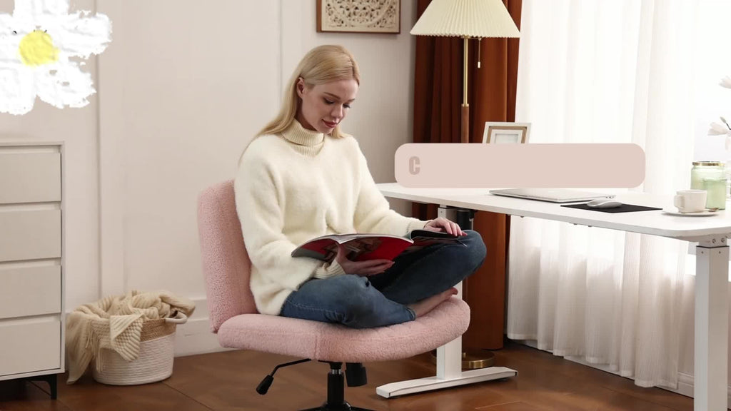 SMUG Criss Cross Chair With Wheels, Cross Legged Office Chair Wide Armless Desk Chair, Adjustable Swivel Comfy Home Office Vanity Desk Chair, Stocking Stuffers